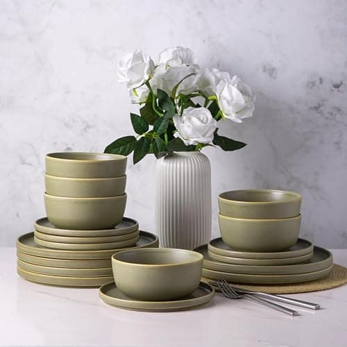 AmorArc Stoneware Dinner Plates Set of 4, 10.5 Inch Reactive Matte Glaze Ceramic Plates Set, Modern Dinnerware Dish set for Kitchen, Microwave, Dishwasher Safe thumbnail 8