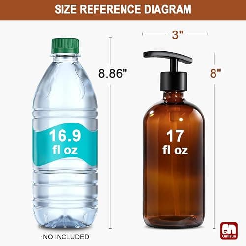 GMISUN Amber Glass Soap Dispenser, 2 Pack Bathroom Hand Soap Dispensers with Stainless Steel Pump, 17 Fl Oz Kitchen Hand and Dish Soap Dispenser Set, Modern Vintage Liquid Brown Soap Dispensers Bottle thumbnail 3