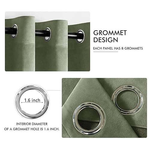 MIULEE Velvet Curtains Sage Green Elegant Grommet Curtains Thermal Insulated Soundproof Room Darkening Curtain/Drapes for Classical Living Room Bedroom Decor 52 x 84 Inch Set of 2 thumbnail 3