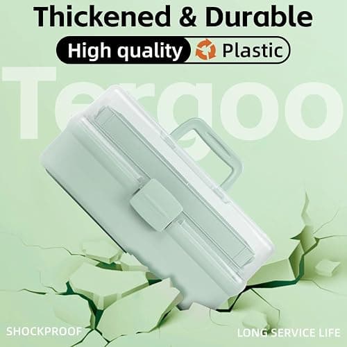 TERGOO 12.5in 3-Layer Multipurpose Craft Organizers and Storage with Adjustable Dividers, Portable Tackle Box, Folding Art & Craft Case for Medicine, Tool, Sewing Organizer (Haze Green) thumbnail 4