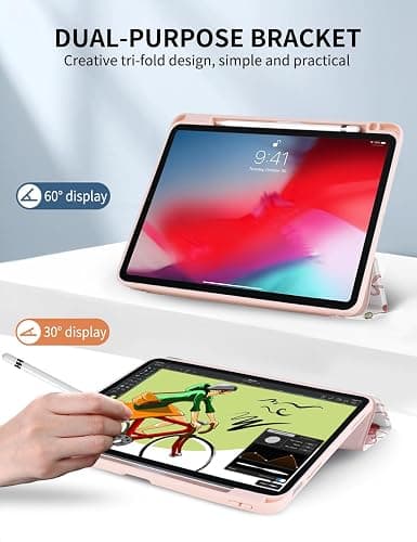 Vozehui Cherry Bowknot Case for iPad Air 11 Inch Case M3 2025/M2 2024/iPad Air 5 2022/ Air4 2020 10.9 Inch with Clear Back Shell w/Pencil Holder,Tri-fold Stand Protective Cover w/Auto Sleep Wake thumbnail 4