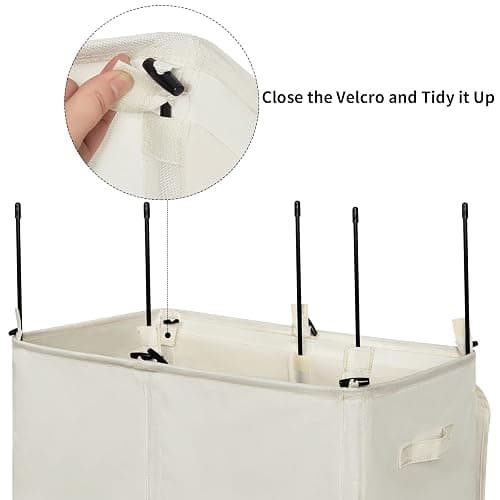 WOWLIVE 154L Double Laundry Hamper with Lid and Removable Laundry Bags, Large Dirty Clothes Hamper 2 section Collapsible Laundry Basket Dorm Room Storage for Bedroom, Bathroom, College,Beige thumbnail 7