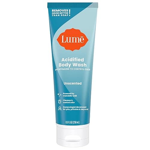 Lume Acidified Body Wash - 24 Hour Odor Control - Removes Odor Better than Soap - Moisturizing Formula - Formulated Without SLS or Parabens - OB/GYN Developed - 8.5 ounce (Unscented) - Unscented - 8.5 Fl Oz (Pack of 1)