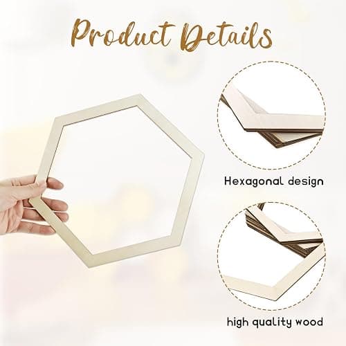 AOCEAN 8 Pcs Wooden Honeycomb Decorations Unfinished Hexagon Wall Beehive Decor Bee Decorations for Home Birthday Party DIY Decor thumbnail 4