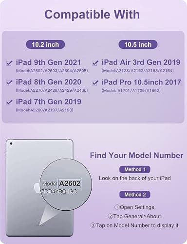 Hamile for iPad 9th Generation Case with Keyboard 10.2 Inch - Backlit Wireless Detachable Folio Keyboard Cover with Pencil Holder for iPad 8th Gen/7th Gen/iPad Pro 10.5"/iPad Air 3rd Gen (Purple) thumbnail 2
