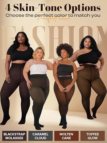 Spring Water Plus Size Fleece Lined Tights Women Thermal Winter Warm Thick Sheer Black Skin Tone Translucent thumbnail 5