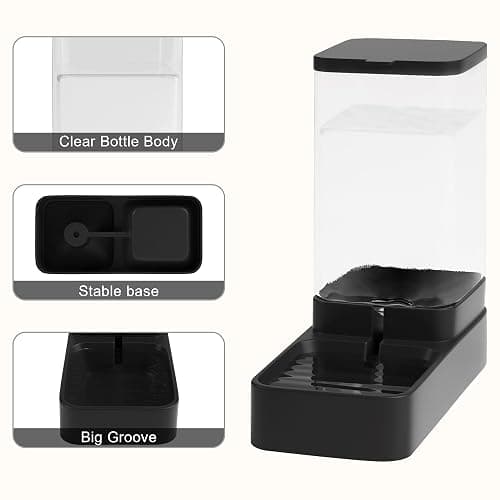 Wefeedy Automatic Cat Feeder and Water Dispenser in Set with Pet Food Bowl,Gravity Dog Waterer and Food Feeder for Small Medium Dog Cat Puppy Kitten Large Capacity(3.8L,Black) thumbnail 4
