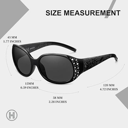 HAOLOTA Polarized Sunglasses for Women, Rhinestone Wrap Around Sunglasses with UV400 Protection thumbnail 5