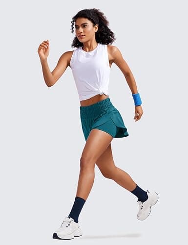 CRZ YOGA High Waisted Running Shorts for Women 3" - Split Breathable for Athletic Tennis Gym Workout with Pockets thumbnail 3