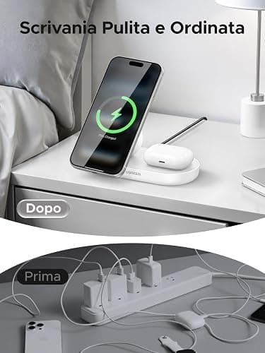 UGREEN Zapix Qi2 25W Caricatore Wireless 2 in 1 MagSafe (Bianco) | Compatibile con iPhone 17 16 15 14 13 12 Air Plus Pro Max AirPods 4 3 Pro 3 2 1, Base di Ricarica Magnetica thumbnail 7
