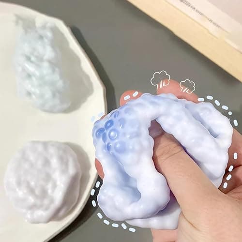 4Pcs Squish Balls, Shapeable Vacuum Stress Ball, Soft Flexible Grape Stress Ball, Relief Squeeze Toys for Adults & Kids (Light Blue) thumbnail 2