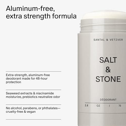 Salt & Stone Aluminum-Free Deodorant, Women & Men Santal & Vetiver 2.6 oz | Extra Strength 48 Hour Protection, Gender Neutral Scent, Made with Niacinamide, Spirulina, Magnesium & Antioxidants thumbnail 5