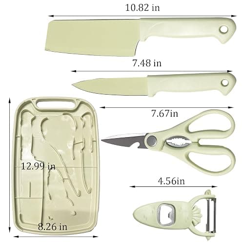 WEISHEHUG Knife and Cutting Board Set, 5 In1 Travel Small Cutting Boards with Knife Camping Essentials Cream Colored Chopping Board for Travel College thumbnail 3