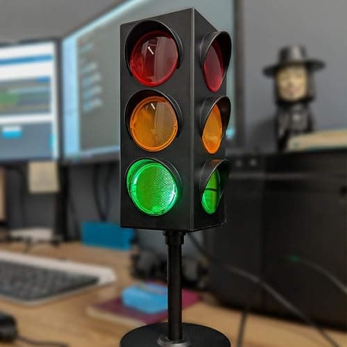 Kicko 11-Inch Traffic Light Lamp with Base - 4-Mode Color Changing Stop Lights for Kids’ Bedroom, Birthday Party Decoration or Playroom - Battery or USB Powered Mini Night Light - Boys Room Decor thumbnail 9