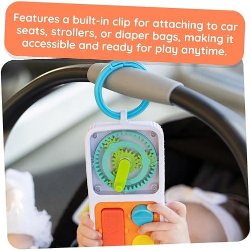 Fat Brain Toys PlayTab Go, Portable Sensory Activity Board with a Clip Ring to Attach to Diaper Bags for Babies and Toddlers Ages 12 Months+ thumbnail 7