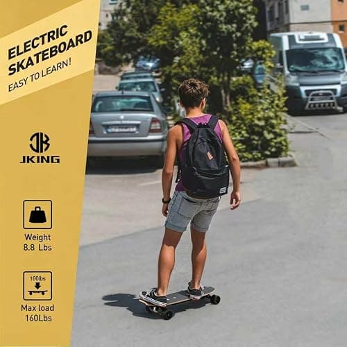 Electric Skateboard Electric Longboard with Remote Control Electric Skateboard,350W Hub-Motor,12.4 MPH Top Speed,5.2 Miles Range,3 Speeds Adjustment, 6 Months Warranty thumbnail 3