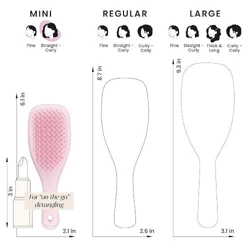 Tangle Teezer Mini Ultimate Detangler - For Wet & Dry Hair - Detangling Brush for All Hair Types - Perfect Brush For Kids & Travel - Millenial Pink thumbnail 7