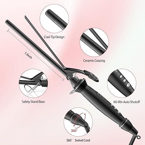 SAOSA 1/2 Inch Extra Long Barrel Curling Iron for Short & Long Hair, 0.5 Inch Ceramic Small Curling Iron with Auto Shut-Off, Dual Voltage Curler Suitable for Travel, Including Glove thumbnail 3