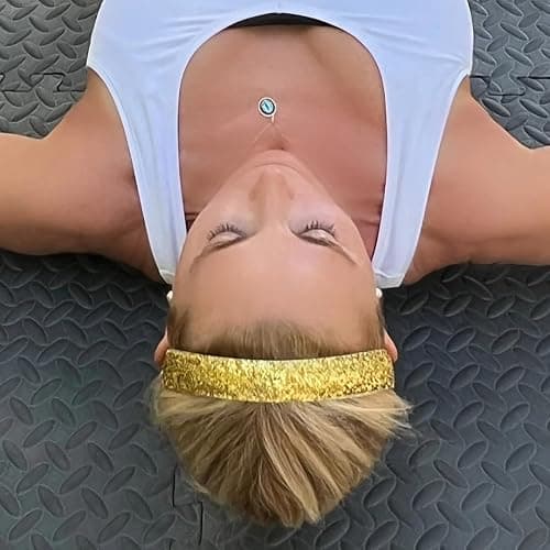 Sweaty Bands Womens and Girl Headband - Non-Slip Velvet-Lined Sparkly Hairband - Viva Diva Gold 1-Inch thumbnail 4