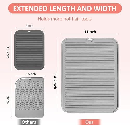 Quccefods Heat Resistant Large Silicone Mat for Hair Styling Tools - Curling Irons, Flat Irons, Hair Straighteners - Portable Vanity Pad thumbnail 6