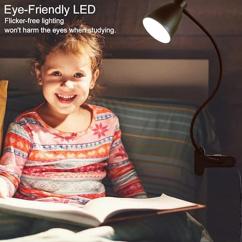 BOHON Desk Lamp 5 Color Modes 10 Brightness Dimmer Reading Light 10W 38 LED Clamp Lamp with Auto Off Timer 360° Flexible Neck Clip on Light for Bed Bedside, AC Adapter Include thumbnail 7