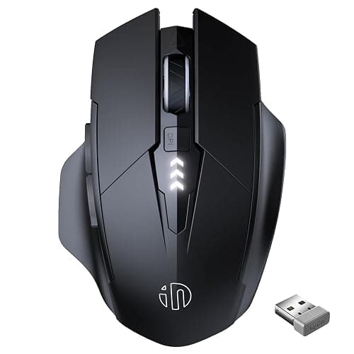 INPHIC Wireless Mouse Rechargeable, Silent Click, [Battery Level Visible] | USB 2.4G Cordless Mouse for Laptop PC Computer Tablets, 6 Buttons, 2400DPI 4 Adjustment Levels, Black - Image 1