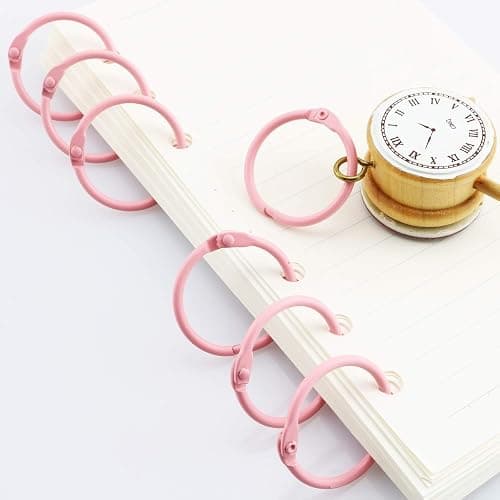 Lind Kitchen 50pcs 1" Book Ring Metal Loose Leaf Ring,Book Binder Hinged Buckle Rings Scrapbook Sketchbook Craft Photo Album DIY Binding Ring 25mm(Pink) thumbnail 3