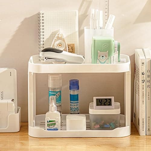 kaileyouxiangongsi 2-Tier Desk Organizers & Dispensers，Mail Holder for Office Desk Organization，Kitchen Spice Rack or Bathroom Countertop Organizer, Gift for Teachers, Classmates, and Friends,White thumbnail 9