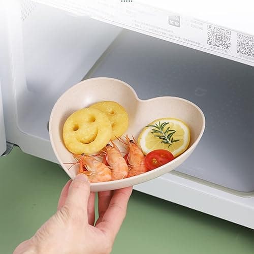 5 Pack 6 Inch Heart Shape Mini Dipping Sauces Bowls, Unbreakable Wheat Straw Small Snack Dessert Dishes, Salad Plates for Sushi Side Dish Fruit Appetizer Cake, Pink thumbnail 5