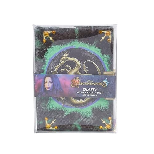 Disney Mal's Diary Descendants 3 Journal Notebook with Secret Lock and Key | 192 Lined Pages, Hardcover 5 x 7 Journal, Descendants Spell Book, Gold Dragon Cover, Lock & Key, Gift Box for Kids Ages 6+ thumbnail 3