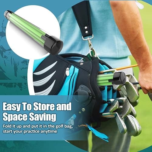 SLinBeiBy 2 Pack Premium Golf Alignment Sticks, 48 Inches Fluorescent Green Golf Training Aid for Aiming, Putting, Full Swing, Collapsible Golf Swing Trainer with Clear Tube Sleeve for Easy Carrying thumbnail 7
