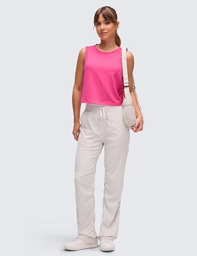CRZ YOGA Pima Cotton Dropped Armhole Tank | Workout, Naturally Soft, Loose Fit, Crop, Crewneck, Knotted Sides, Sleeveless Tops for Women thumbnail 3