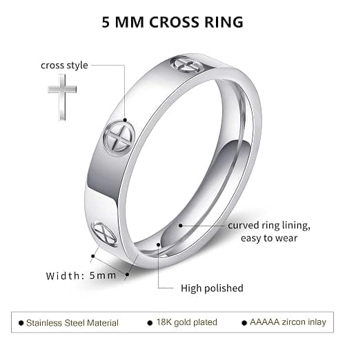 Love Promise Gold Ring for Women: Dainty Stainless Steel Ring Cubic Zirconia Wedding Band Engagement CZ Friendship Rings 18K Gold Silver Rose Gold Plated Birthday Gifts Dainty CZ Jewelry Size 5 6 7 8 9 10 thumbnail 5