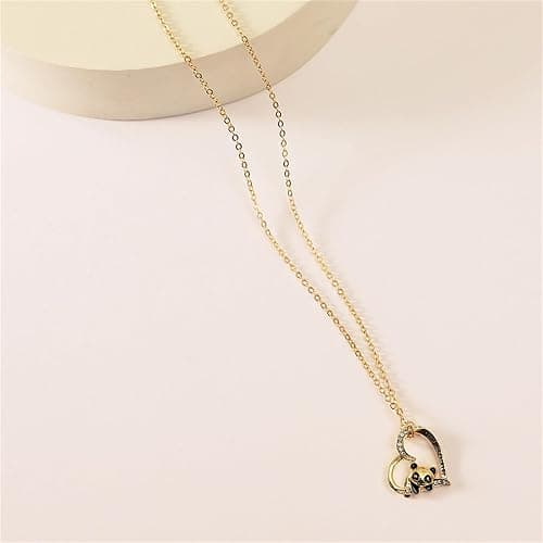 coadipress Panda Necklace for Women Lovers Cute Animal Heart Panda Pendant Necklace I Love You Forever Heart Necklace Birthday Personalized Jewelry Gifts thumbnail 4