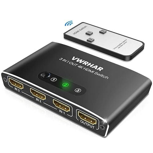 HDMI Switch 3 in 1 Out 4K UHD HDMI Switcher Splitter, Automatic Switch with Remote Metal Splitter Box Hub Support 4K 60Hz 3D 1080P HDCP2.2 for PS5 PS4 Xbox DVD Player Fire Stick Apple TV PC - Image 1