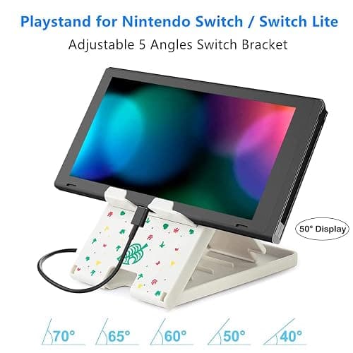 ELIATER Switch Accessories Bundle for Animal Leaf Crossing, Switch Carrying Case with Playstand & Screen Protector & 4 Thumb Grip Caps & Protective Cover & Charging Cable & Pendant thumbnail 3