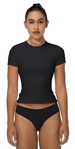 Sunzel Short Sleeve Shirts for Women Slim Fit Double Lined T Shirt with Crew Neck Basic Summer Tops for Workout & Casual thumbnail 4