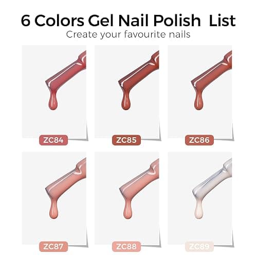TOMICCA UV Nagellack Set, 6 Farben Transparent Rosa Nude Gel Nagellack, Natur Gellack Soak-Off UV LED Manicure Gel Lacquer Varnish für Nagelstudio DIY Home, 8ml thumbnail 3
