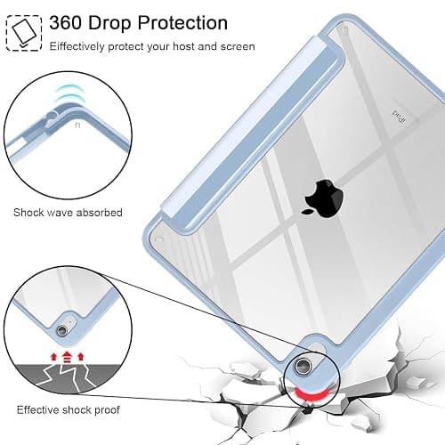 Tuiklol Case for iPad 11 inch (A16 Chip) 2025 Gen 11th / iPad 10.9 inch 2022 10th Gen, Buit in Pencil Holder with Shockproof Cover Clear Transparent Back Shell Auto Wake/Sleep,Blue Striped thumbnail 6