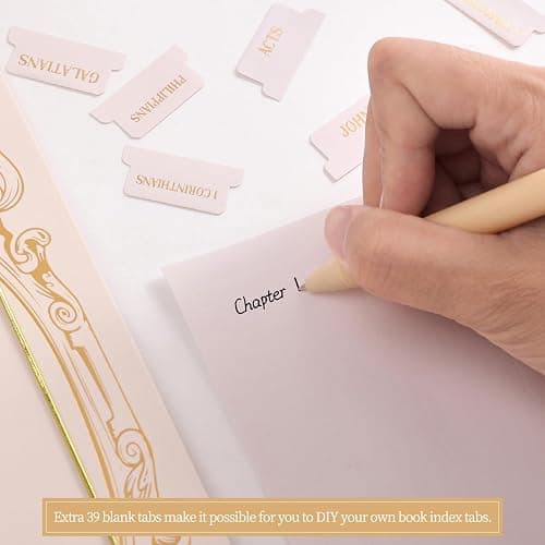 Laminated Bible Tabs, Gold Foil Embossed Lettering Bible Chapter Index Tabs for Women Men, Reposition Large Print Sticky Labels, Easy to Read and Apply, 105Chapters Labels for Easy Navigation (Creamy) thumbnail 7