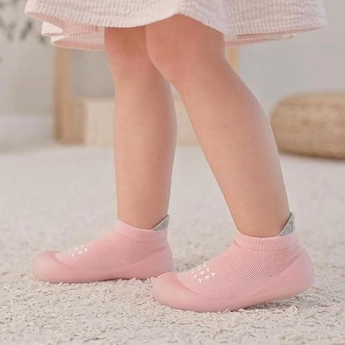 Bearbay Baby Sock Shoes Baby Walking Shoes Infant Non-Slip Breathable Slippers with Soft Rubber Sole Baby Boys Girls Sneakers - 9-12 Months Infant - Af-39 Pink thumbnail 4