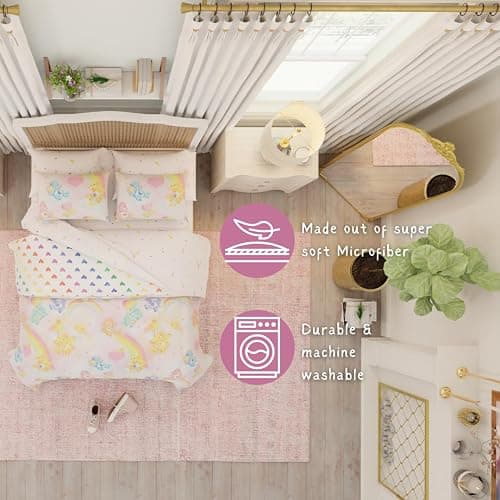 Franco Care Bears Classic Retro Rainbow Bedding 7 Piece Super Soft Comforter and Sheet Set with Sham, Queen, (100% Official Licensed Product) Collectibles thumbnail 5