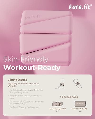 kure.fit Pilates Weight | Wrist & Ankle Weights for Women | Weighted Bangles | 1LB/ 2LB Each (Set of 2) thumbnail 8