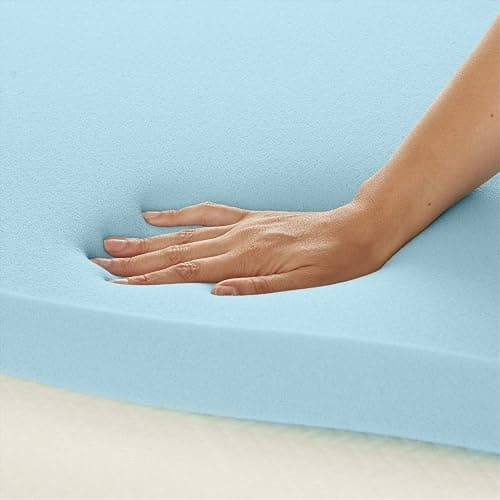 Amazon Basics Full Mattress Topper, Cooling Gel-Infused, CertiPUR-US Certified, 2 Inches, Blue thumbnail 5