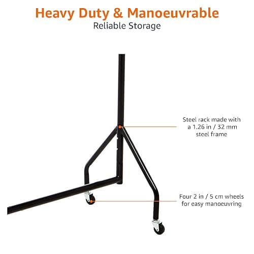 Amazon Basics Heavy Duty Portable Rolling Garment Rack, Hanging Clothes Organizer Rail for Display and Storage, Easy to Assemble, 19 x 60 x 48 inches, Black thumbnail 6