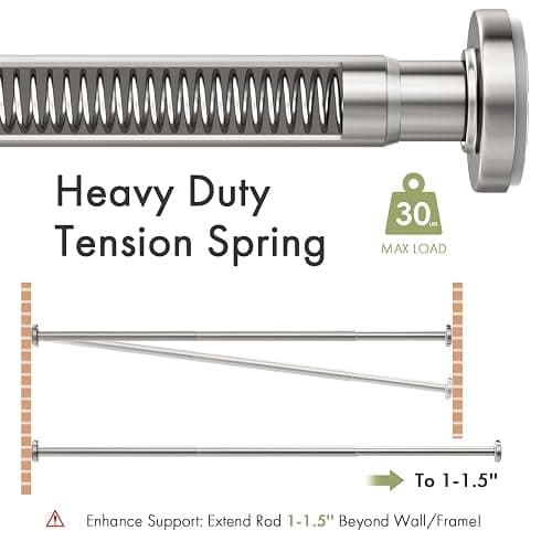 AmazerBath 31-46.5 Inches Spring Tension Shower Curtain Rod, Short Shower Rod Rust Proof Bathroom Curtain Rod, Adjustable Shower Tension Rod No Drill Easy Segmented Installation, Nickel thumbnail 5