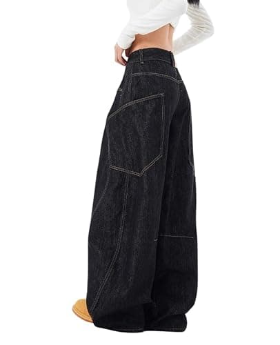 Lafaguw Baggy Jeans for Woman Men High Waisted Barrel Leg Jeans Casual Loose Denim Pants Streetwear Clothes thumbnail 3