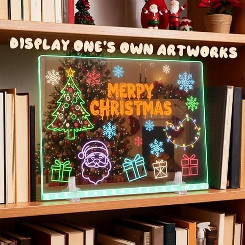 Lumiboard Led Drawing Board, 13.7"X10" 4 Modes &7 Colors Acrylic Dry Erase Boards with Light, Comes with Adapter, Hanging Chain, Stand, 7 Markers & Spray Bottle thumbnail 9