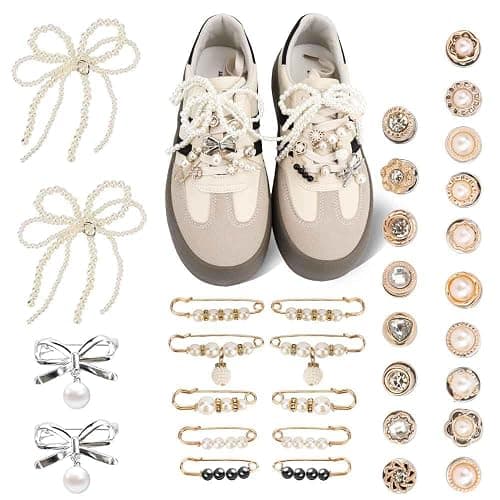 FIDWALL 34 Pcs Schuh Charms für Sneakers, Enthält Schmuck/Bögen/Clips/Pins, Dekoration für Sneakers - Image 1