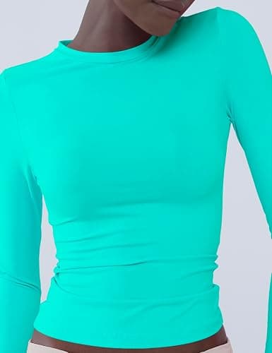 Women's Soft Long Sleeve Shirts Crew Neck Tops Basic Tees Stretchy Going Out Crop Tops Y2K Slim Fit T-Shirts thumbnail 7